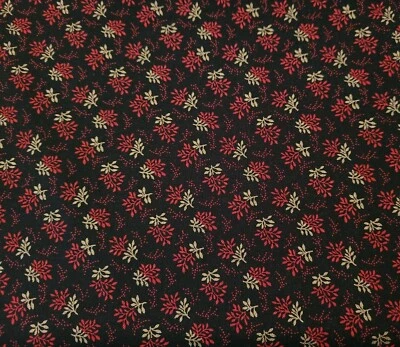 Treasured Traditions BTY QT Christmas Leaf Metallic Gold Red Black - Image 1 of 3