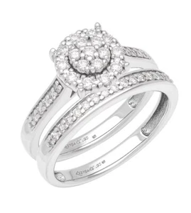 Keepsake 1/2 CT Lab Grown Diamonds Sterling Silver “Stellar” Wedding Bridal Set - Picture 1 of 9