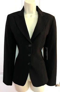 New! TAHARI $99 Black Tailor Fitted 3 Button Blazer Jacket size 8 - Picture 1 of 7