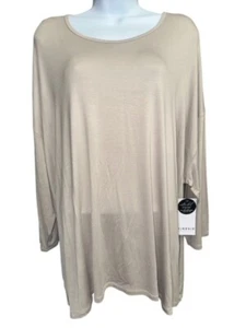 Kinesis 3X Top Lovely Beige Brown Lightweight Fancy Active Wear Soft Rayon Roomy - Picture 1 of 4