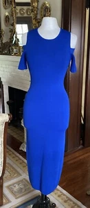 Vestido Michael Kors Azul Hombro Frío Midi Bodycon Nuevo con Etiquetas Talla M Venta al por menor 175.00 - Imagen 1 de 9