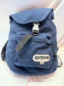 Outdoor Products Backpack Navy USA Made Med Book School Bag Nylon Canvas VTG - Picture 1 of 14