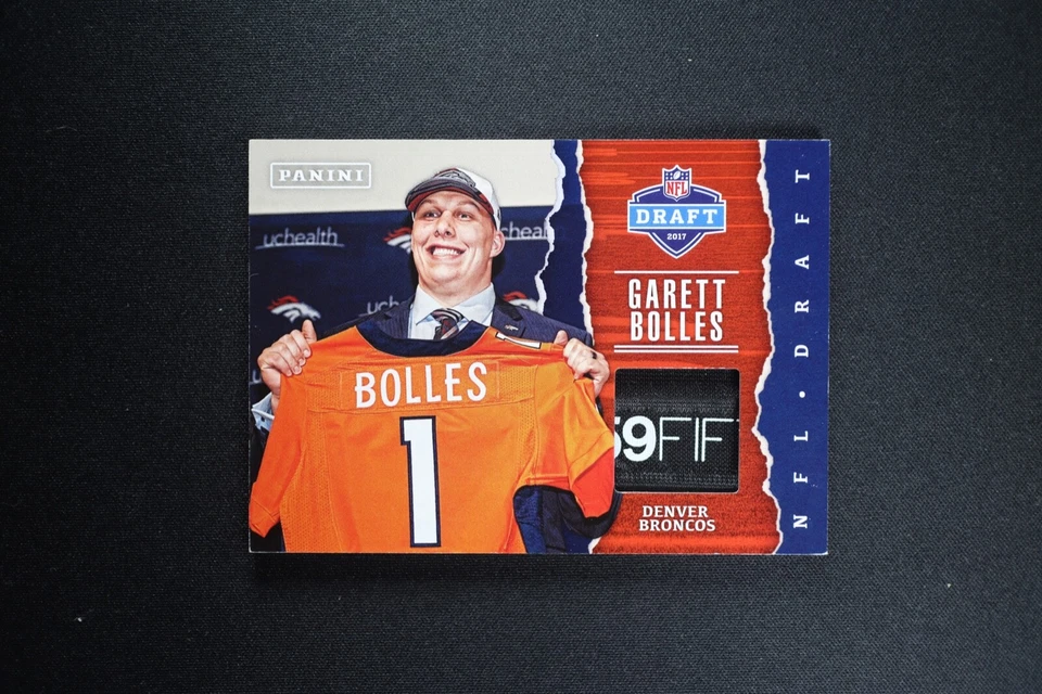 2017 Panini Father's Day Football Garett Bolles Hat Tag Relic Rookie Card SSP - Image 1 of 3