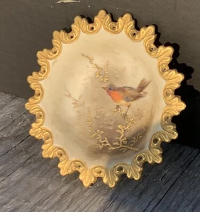 Royal China Works Worcester. Grainger. Gilded Robin Dish/ Pin Tray. 1897. AF. - Picture 1 of 4