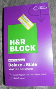 H&R Block 2024 Deluxe + State Tax Software PC License NEW - Picture 1 of 4