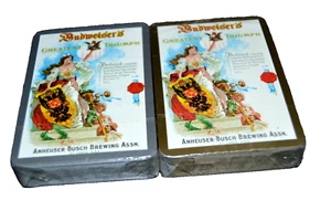 Budweiser Cartas Doble Baraja Nuevo Coleccionista Lata Anheuser-Busch Mujer Real - Imagen 1 de 4