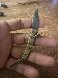 Antique Old Wood Brass Handle Beautiful Very Old Knife  Pocket  Knife Folding - Picture 1 of 16