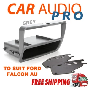 FORD FALCON AU 1 2 3 SINGLE-DIN GREY FACIA KIT adaptor dash fascia panel pocket - Picture 1 of 4