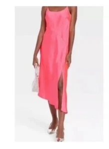 Hot Pink Women's Midi Slip Dress - A New Day Size M Medium - Picture 1 of 10