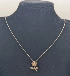 Lovely Vintage Rose Flower Pendant with Necklace 925 Italy Chain GF/GP(?) Rose - Picture 1 of 6