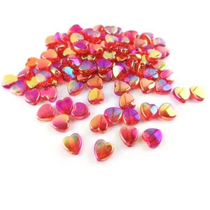 Red Acrylic Beads Heart 8.5x9mm AB Pack Of 100+ - Picture 1 of 1