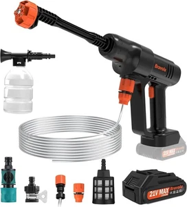 Bravolu Limpiador de Alta Presión a Batería, 500 PSI con Boquilla Multifunción 6 en 1, Batería 3Ah - Imagen 1 de 6