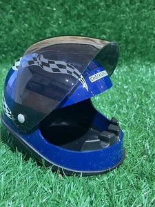 VINTAGE MOTORRAD RACING WEISSER HELM blau MINI ASCHENBECHER - Bild 1 von 6