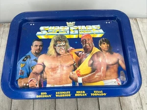 Vassoio TV vintage 1991 WWF Superstars metallo Hulk Hogan Von Erich Ultimate Warrior - Foto 1 di 12