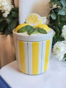 Nuevo tarro de azúcar para galletas de limón a rayas amarillo Arlington Tiktok viral - Imagen 1 de 3