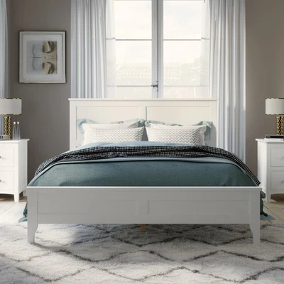 Modern White Solid Wood King Platform Bed - Image 1 of 4