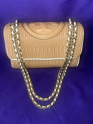 Tory Burch Fleming Tan Soft Pleated Leather Handbag - Image 1 of 4