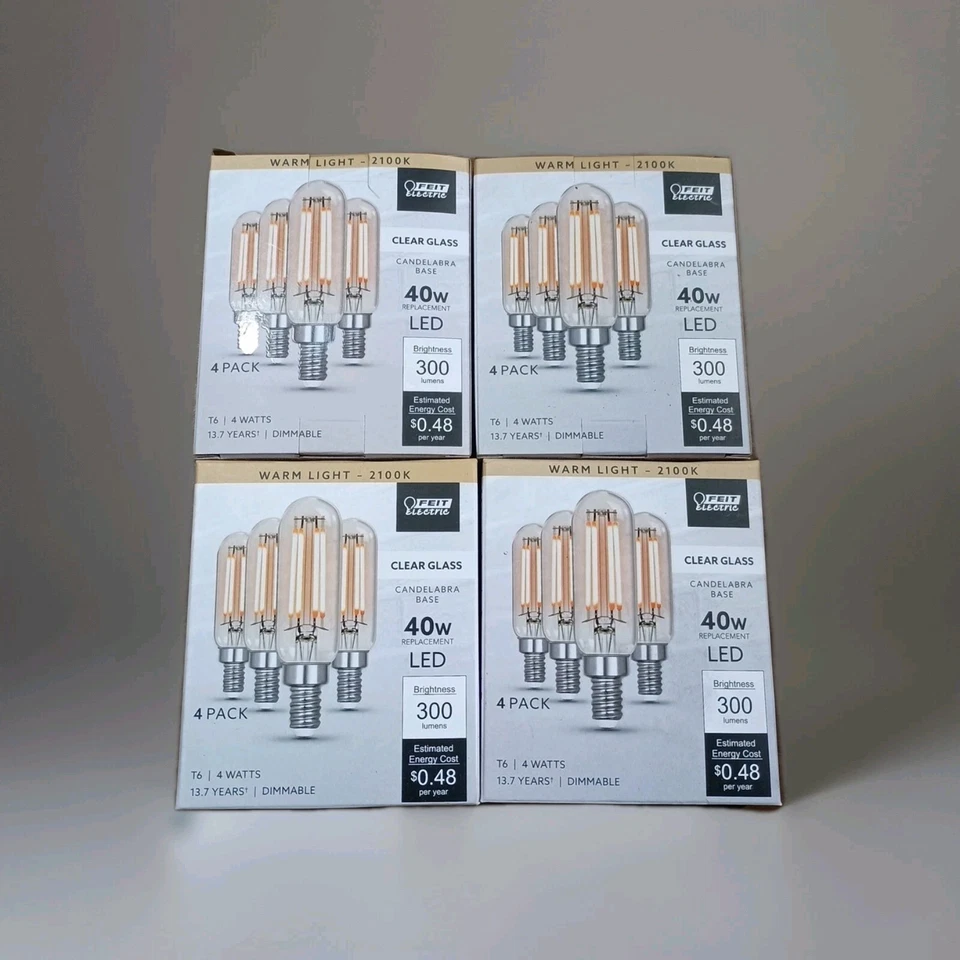(16) Feit Electric Candelabra LED Light Bulb(s) Clear Glass Warm White 2100K - Image 1 of 2