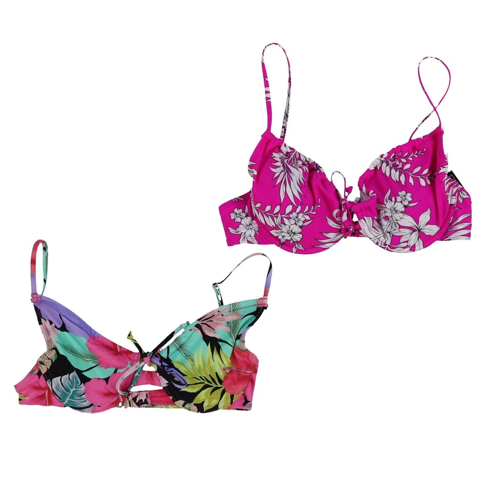 California Waves Womens Bikini Swim Top Stretch Adjustable Swimsuit Floral New - Image 1 of 1