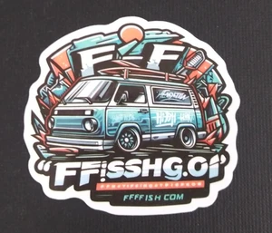 Traveling Vacation Van Gone Fishing Sticker 2.25" x 2.38" (AP) - Picture 1 of 2