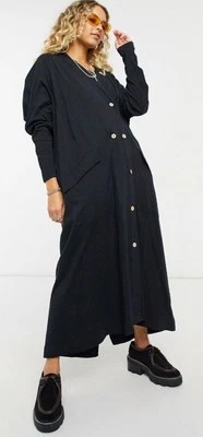 FREE PEOPLE INTIMATELY Until Now Black Long Maxi Cardigan Cotton Shirt Dress L - Image 1 of 4