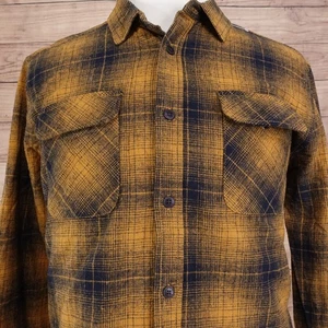 Camicia RVCA in flanella uomo grande gialla nera a quadri manica lunga con bottoni - Foto 1 di 9