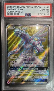 2018 POKEMON SUN & MOON ULTRA PRISM #147 FULL ART/PALKIA GX PSA 10 - Picture 1 of 3