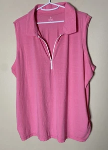 T by TALBOTS Plus 2X Pink Polo 1/4 Zip Sleeveless Top (24"x27") - Picture 1 of 6