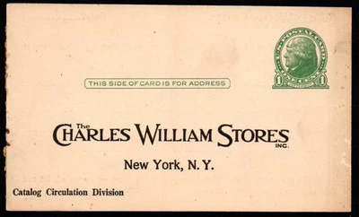 VINTAGE THE CHARLES WILLIAM STORES, INC. NEW YORK, N.Y. 1 CENT POST CARD - Image 1 of 2