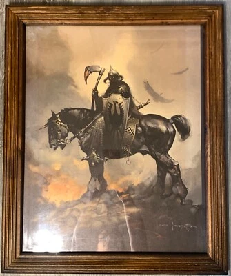 Frank Frazetta DEATH DEALER GraphiCreations 1973 marco de madera 23"x19" Foto 1 de 4