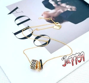 Coach Signature Enamel Black Gold Necklace - Black - Picture 1 of 6