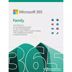 Microsoft 365 Family (Office 365) 6 Benutzer 1 Jahr deutsch ESDKey per eMail NEU - Bild 1 von 7