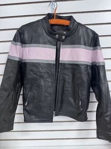 Xelement Womens Motorcycle Jacket and Armor Size 3XL Black Leather Pink Nylon - Picture 1 of 8