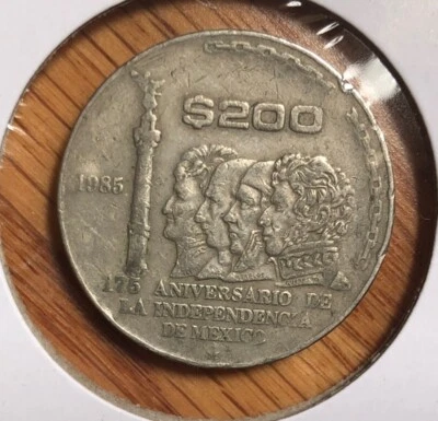 1985 Mo Mexico $200 Pesos 75th Revolution Anniversary Copper Nickel Coin-KM#509 - Image 1 of 4