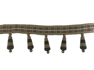 Kovi Coffee Brown Taupe Tassel Fringe Trim Ribbon Upholstery  Trimming 1 2/3 Yds - Picture 1 of 5