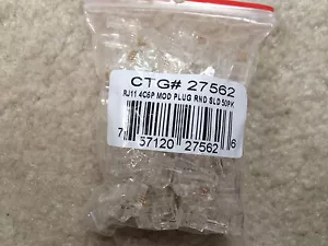 Cables To Go 27562 RJ11 SPINA MODULARE 6x4 per CAVO SOLIDO TONDO 50-PK CTG - Foto 1 di 3