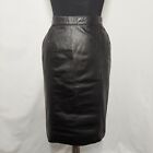 Marvin Richards Vintage Leather Pencil Skirt Womens10 Black Pockets Slit Back