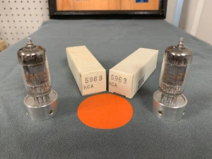 2x HP Branded RCA 5963 - 12AU7 Long Plate Tubes - Early 60's - NOS - Amplitrex - Picture 1 of 4