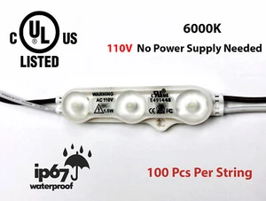 50ft 110V LED MODULE Light UL White 100pcs Business Storefront Sign Direct Power - Picture 1 of 4