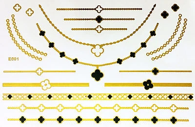 5 Archi Einmal Temporaneo Flash Tatuaggio Classic Oro Argento 20teile Collana E1 - Immagine 1 di 4