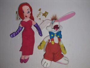 Disney Store Who Framed Roger Rabbit Roger Rabbit & Jessica Bean Bag Plush New