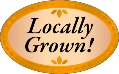 AMERICAN ONLINE PRODUCTS LOCALLY GROWN LABELS 500 PER ROLL GREAT STICKERS 1.25" X 2" new decals