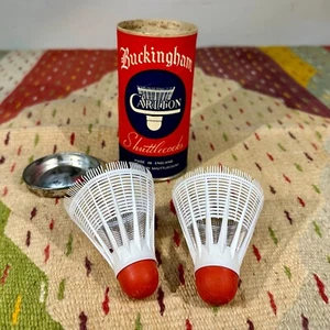 Vintage Buckingham Carlton Can w/ 2 NYLON SHUTTLECOCKS Badminton England - Picture 1 of 5