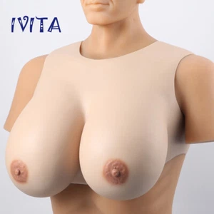 K Cup 100% CD Silicone Breast Forms Drag Queen BreastPlate Huge Fake Boobs - Picture 1 of 9