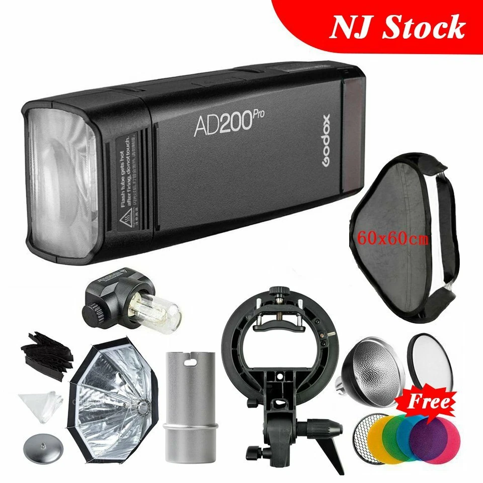 Godox AD200Pro Dual Head Pocket Flash AD-S15 SFUV60 Bowens Softbox AD-S2 AD-S11 - Image 1 of 4