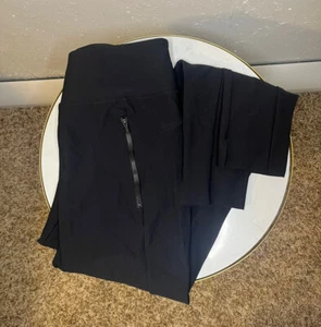 Athleta Legging Womens XS Black Stellar Leggings Zipper Pants Wicking G2 - Picture 1 of 9