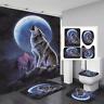 The Universe The Wolf Spirit Shower Curtain Toilet Cover Rug Mat Contour Rug Set