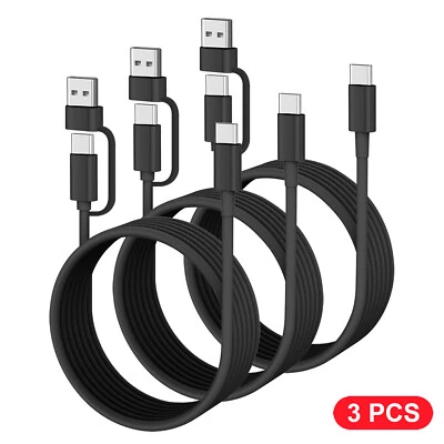 3-Pack USB-A+USB-C to USB Type-C Fast Charging Data Sync Charger Cable Cord 3FT - Image 1 of 4