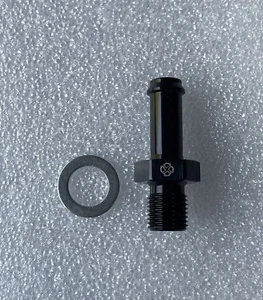 B101 M10x1.0 To 5/16 Barb W/ Crush Washer Aluminum Fitting Black - Bild 1 von 2