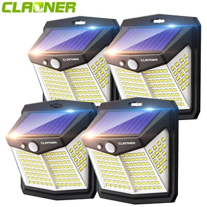 128 LED Solar Powered PIR Motion Sensor Light Garden Outdoor Security Lights 8X - Picture 1 of 11